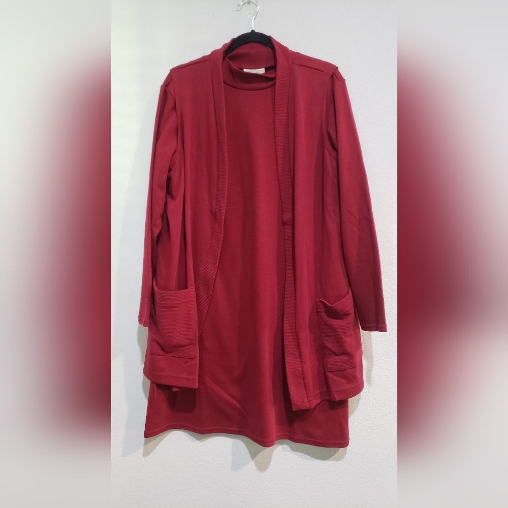 Coldwater Creek Long Sleeve 2-Piece Sweater Dress With Cardigan Vest Size L